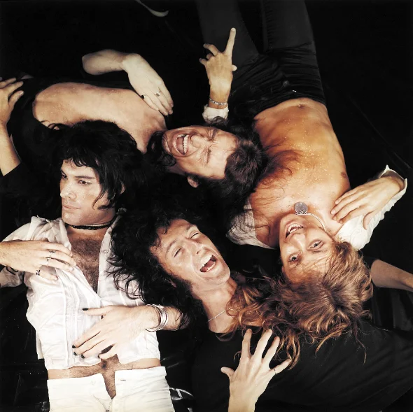 Queen, Sheer Heart Attack-era portrait, 1974. Photograph by Mick Rock.